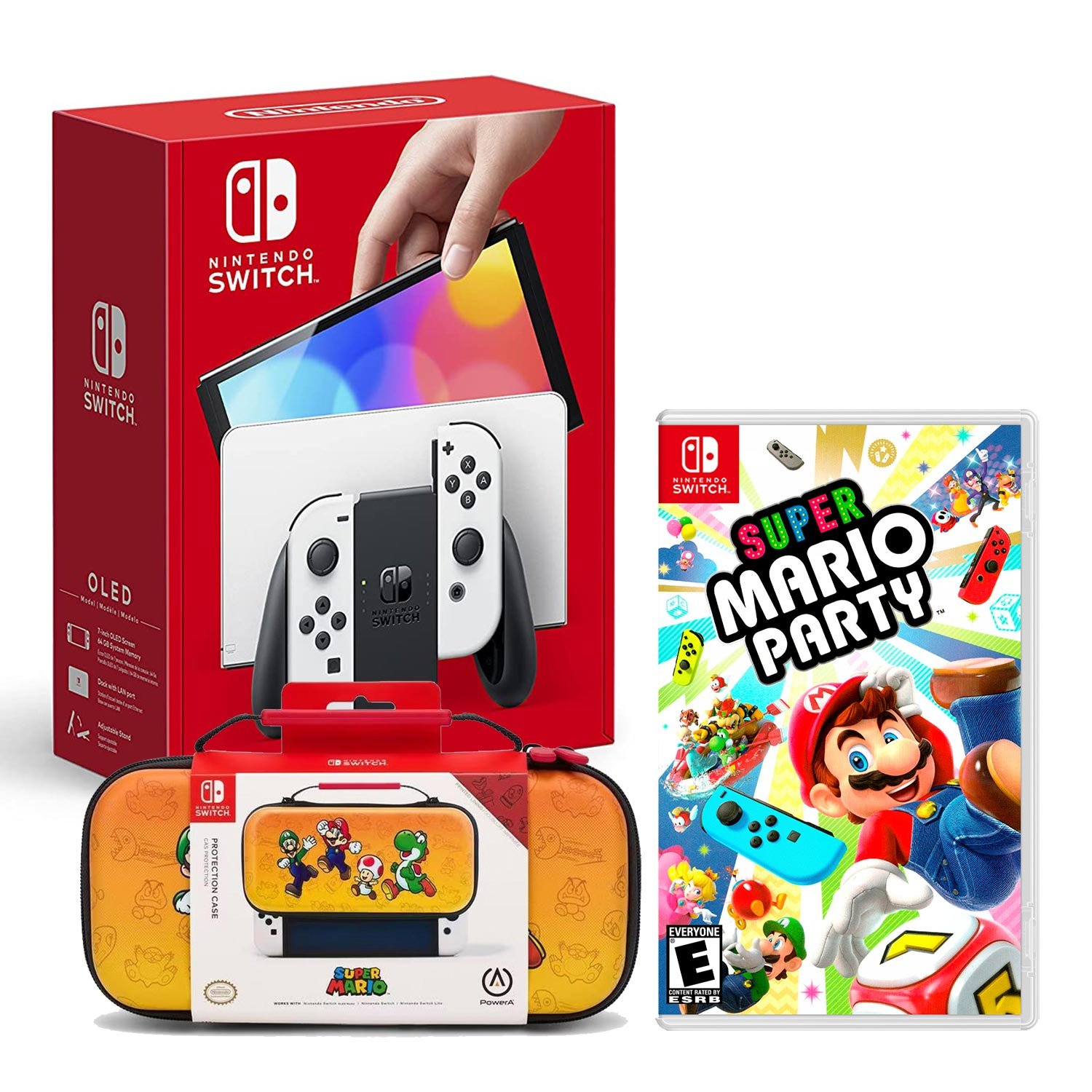 Consola Nintendo Switch Modelo Oled Blanco + Super Mario Party + Estuche Mario And Friends