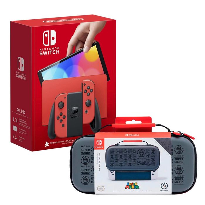 Consola Nintendo Switch Oled Mario Red Estuche Mario Black