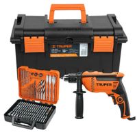 Taladro 600w,  caja de herramientas y puntas y brocas 100pzas truper