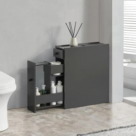 Armario de baño flotante de 36 pulgadas montado en la pared con mesa de  pizarra, lavabo de cerámica y cajón de almacenamiento, color gris, pequeño
