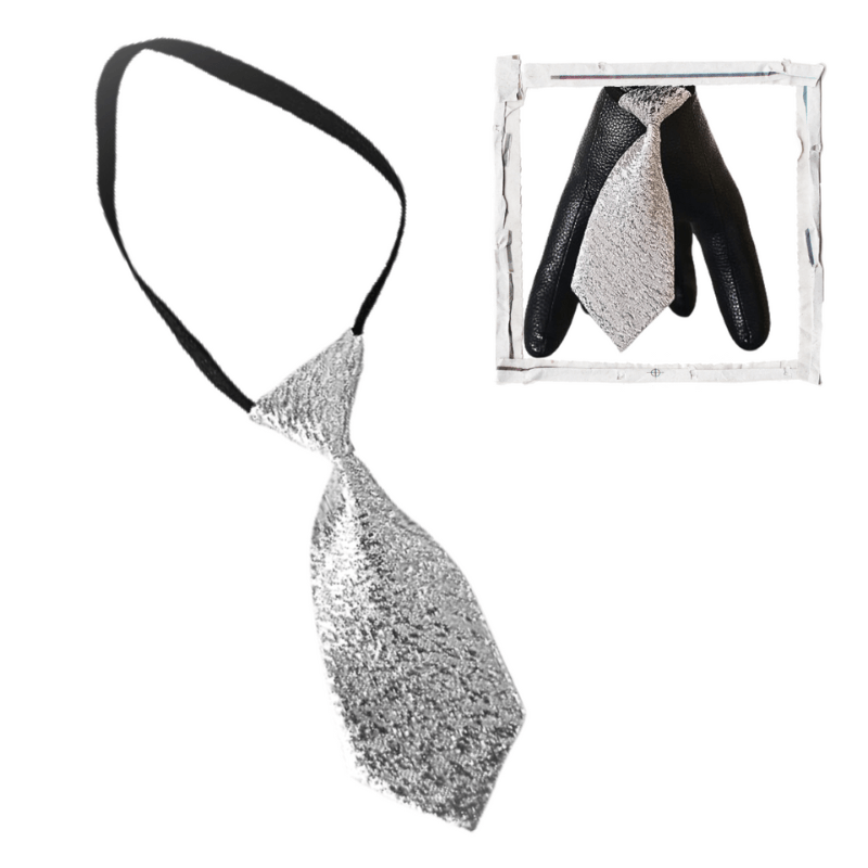 Corbata para Mascota Brillante Plateado