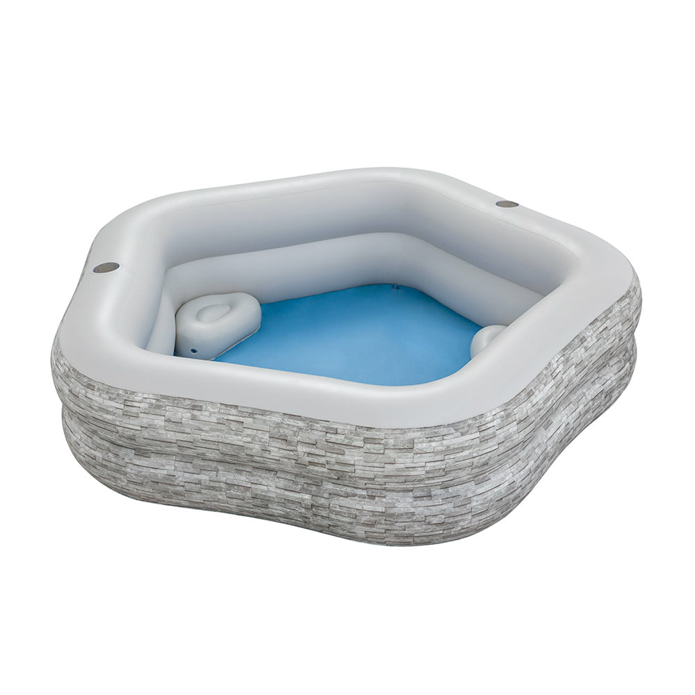 Piscina Inflable Pentagonal Bestway Truprint Stone 575L 213x206x53cm Gris