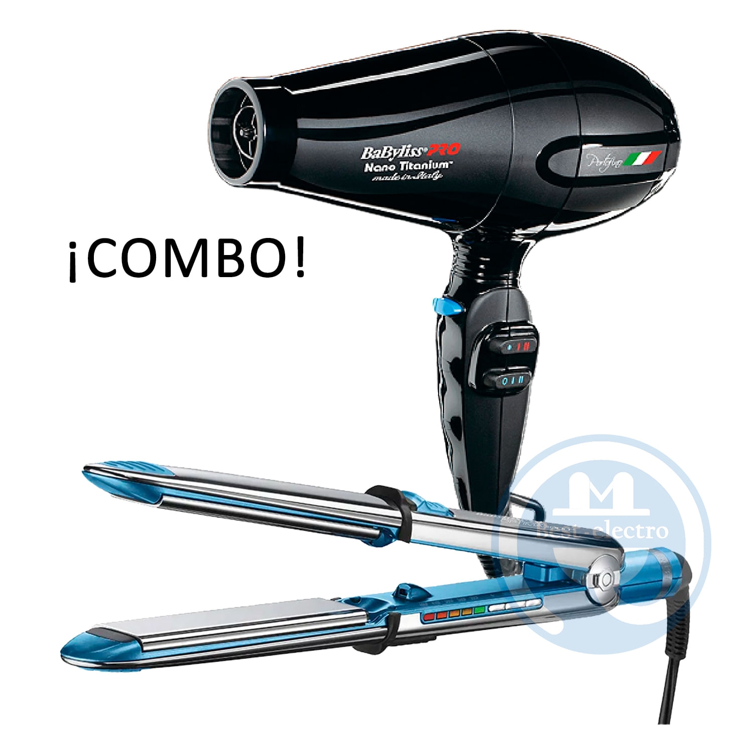 Combo BabylissPro Alisadora Optima 3000 BNT3000TPE y Secador Portofino BABNT6610NPE