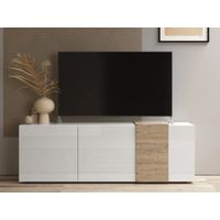 Mesa de TV Moderna Sabry color Blanco/Macadamia TU MESITA