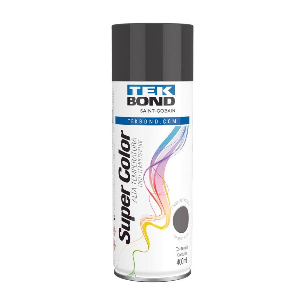 Pintura spray alta temperatura Negro Brillante 400ml Tekbond