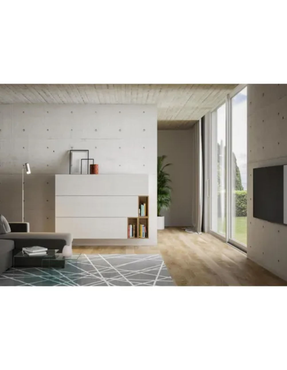 Aparador Recibidor Flotante Hisoka color Blanco 3 puertas TU MESITA