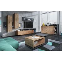 Mesa de TV Moderna Sibarys color Duna/Negro 1 cajón TU MESITA