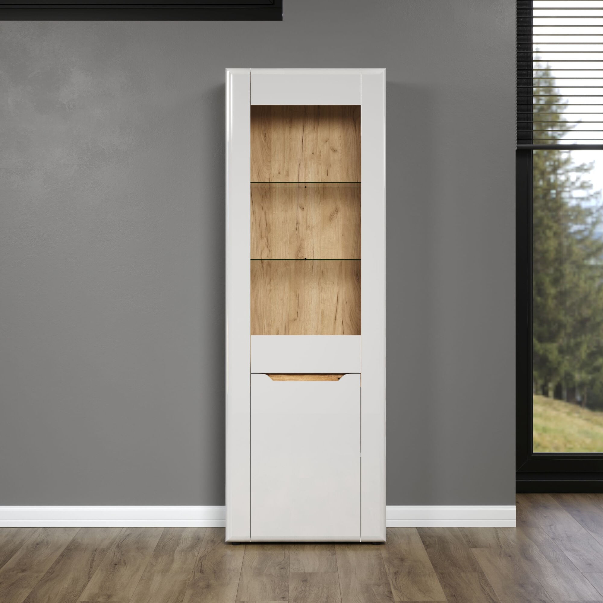 Vitrina Alta Moderna Praga color Blanco 1 puerta TU MESITA