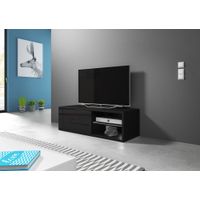 Mesa de TV Moderna Anna con repisa de Vidrio color Negro TU MESITA