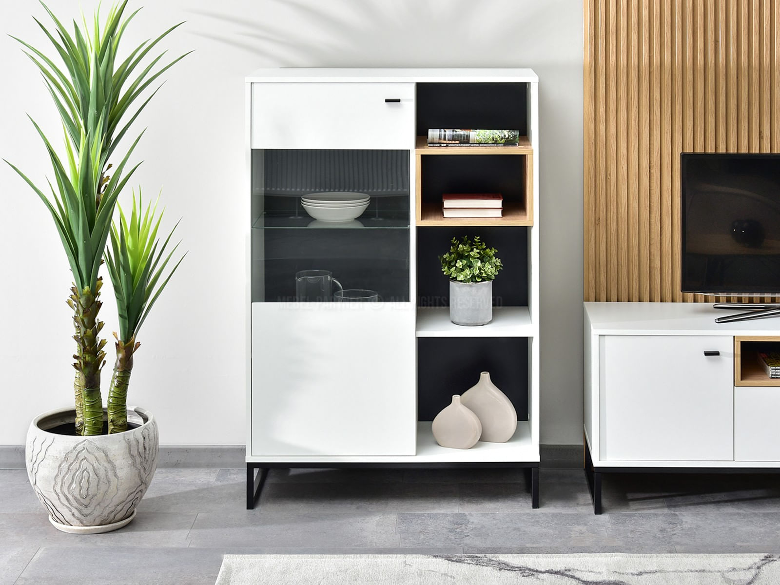 Vitrina Moderna Flavia 1 puerta mas repisas TU MESITA color Blanco