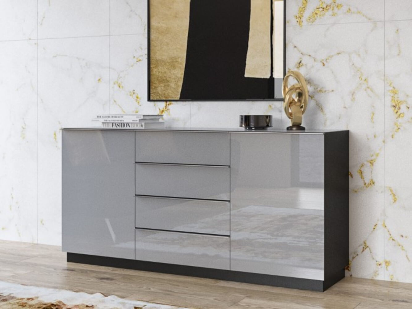 Cómoda Clásica Benhur 4 cajones 2 puertas TU MESITA