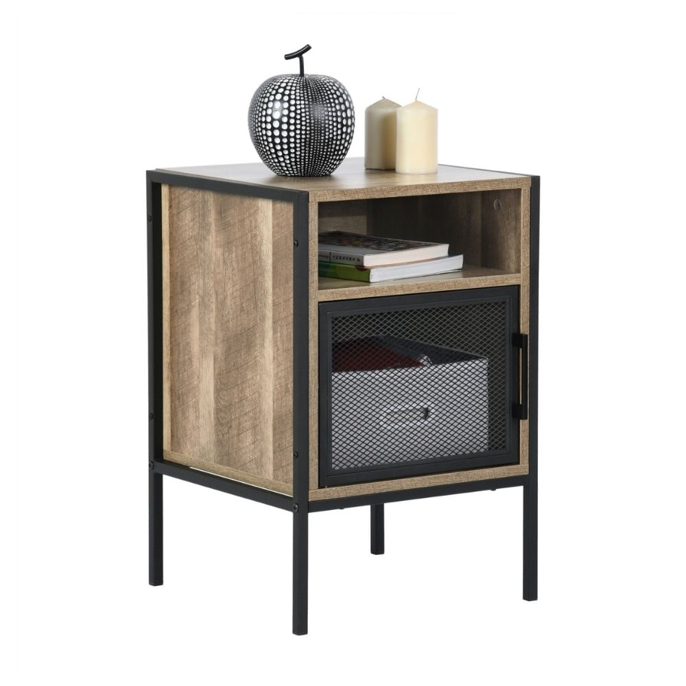 Mesa de Noche Turin Madera/Metal 40x60x40cm Marrón Orange