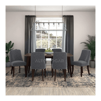Juego de Comedor Alto Hogar 6 Sillas Loreanna Gris Oscuro