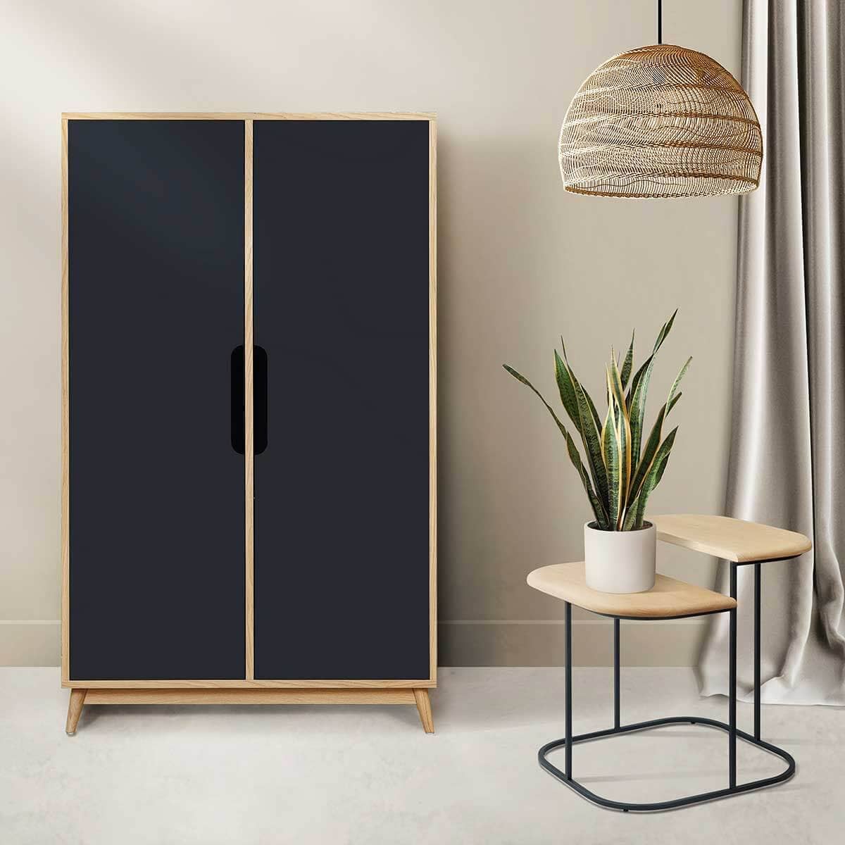 Ropero Juvenil Flak 2 puertas color Duna/Negro TU MESITA