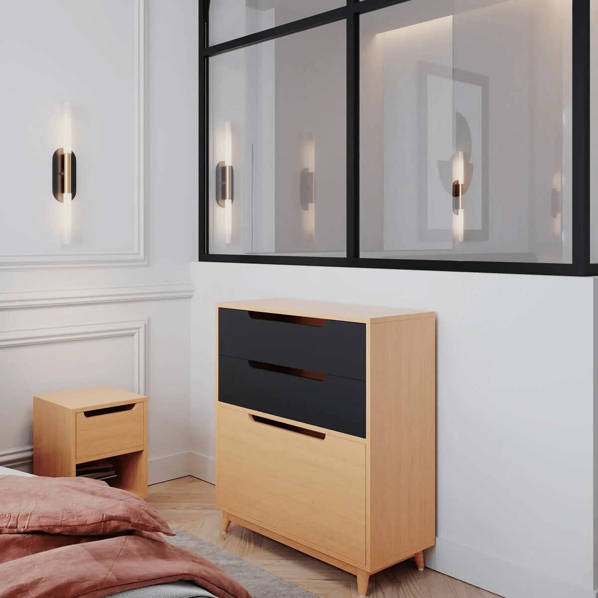 Cómoda Compacta Moka 3 cajones color Duna/Negro TU MESITA