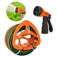 Kit manguera de riego 10m, porta manguera  y pistola de riego