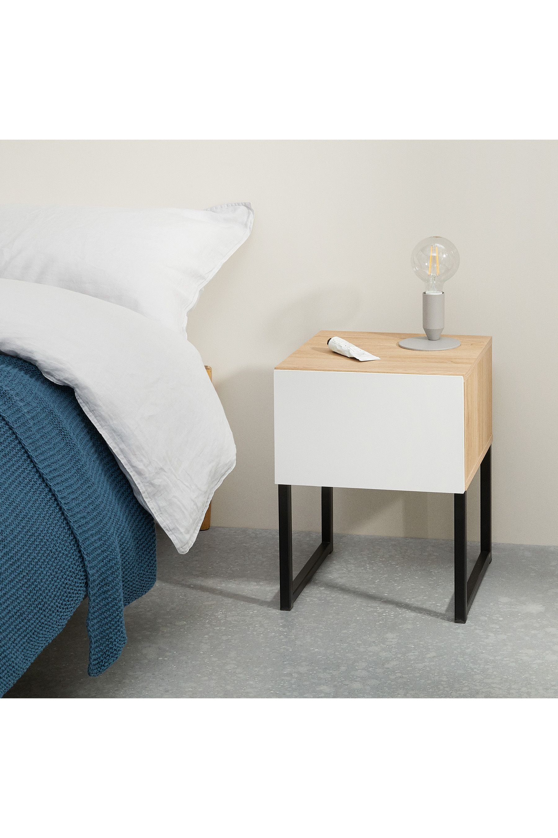 Mesa de Noche Urban color Duna/Blanco TU MESITA 1 cajón