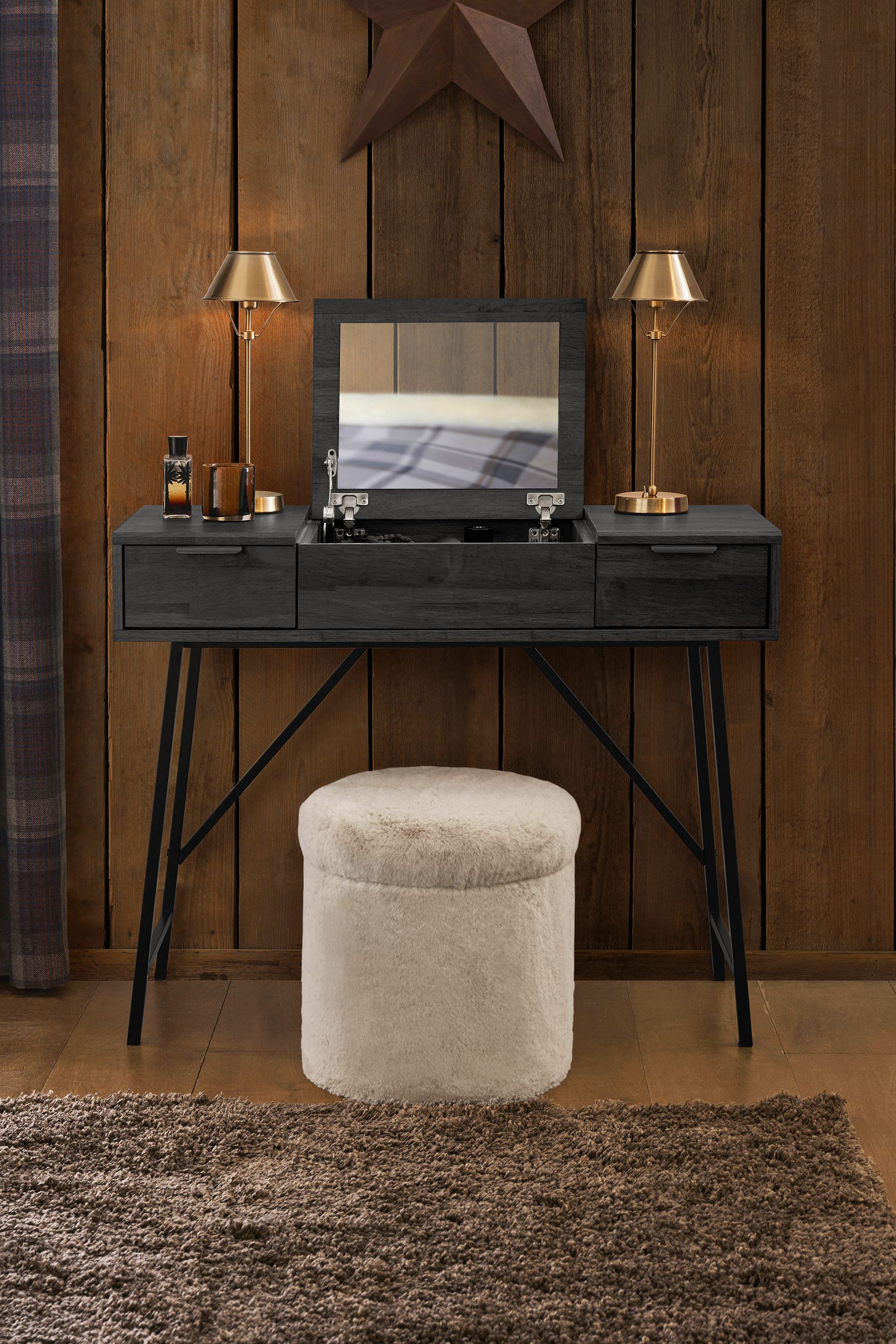 Tocador Rústico Village color Negro 2 cajones TU MESITA