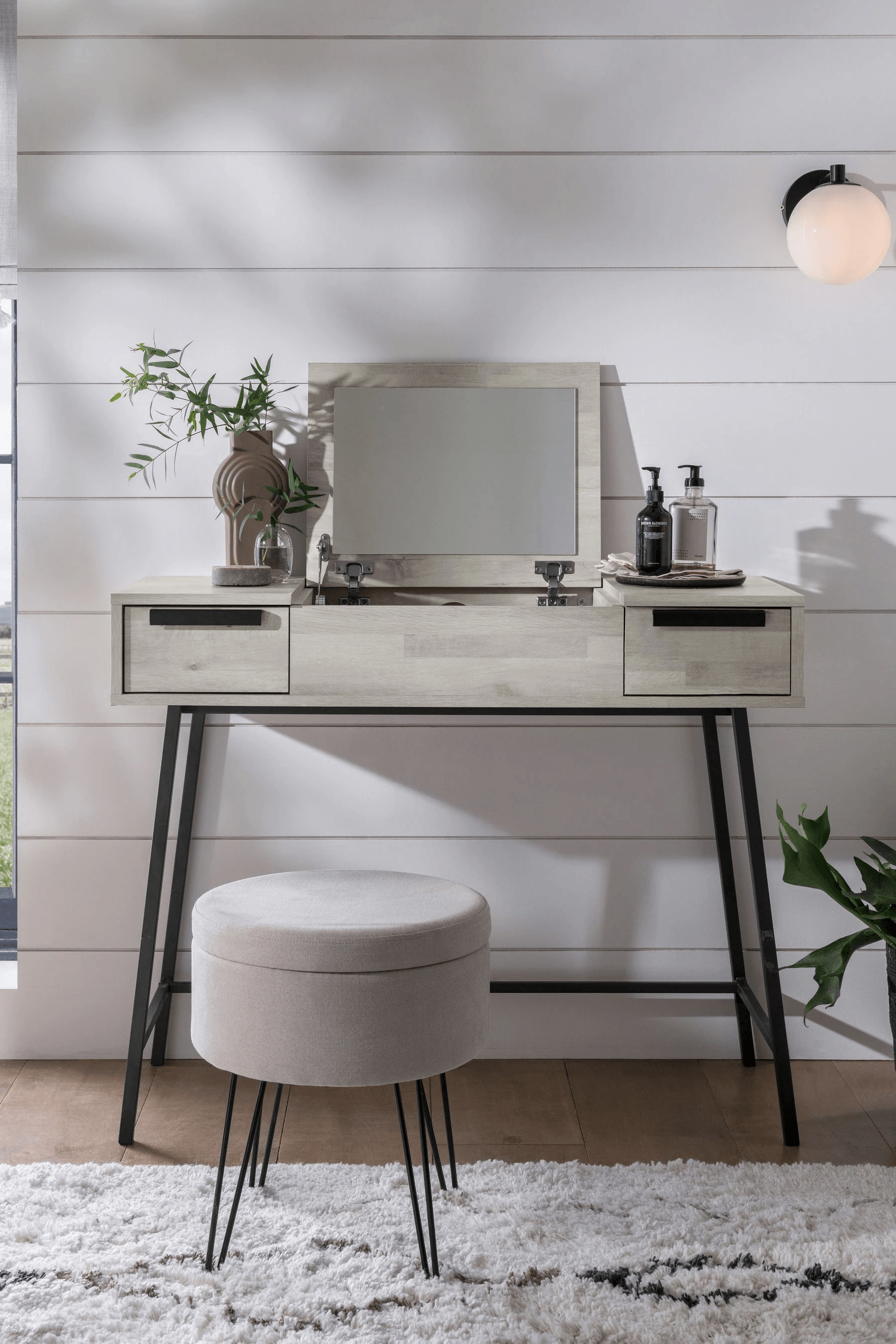 Tocador Rústico Village color Gris claro 2 cajones TU MESITA