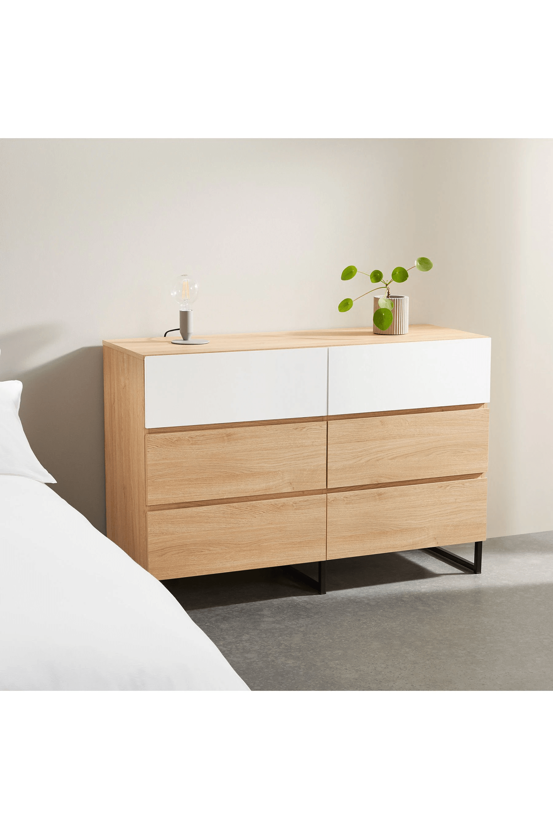 Cómoda Juvenil Pilar 6 cajones color Duna/Blanco TU MESITA