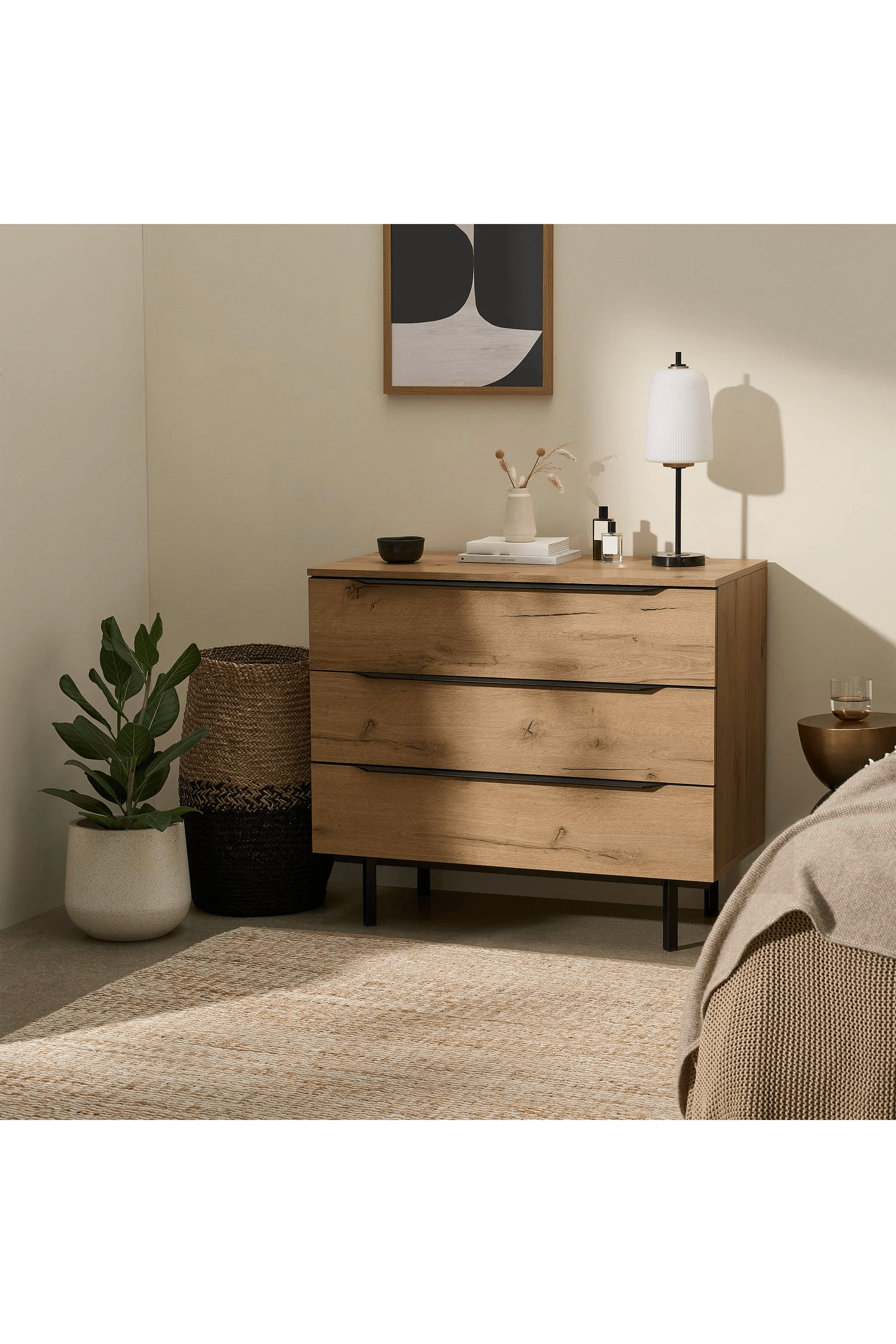 Cómoda Clásica Porto 3 cajones color Haya TU MESITA