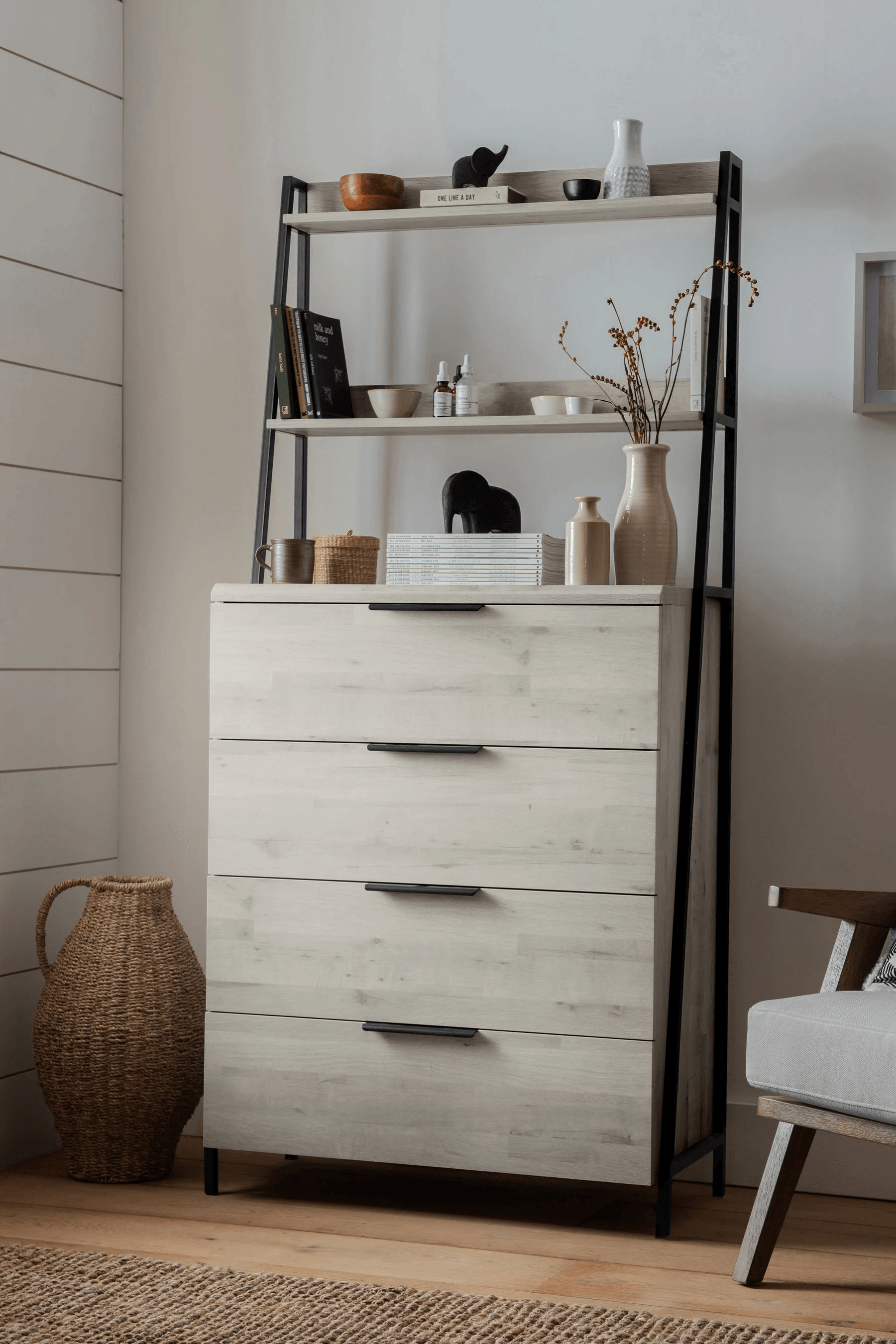 Cómoda con Repisas Juvenil Jordany color Ceniza TU MESITA