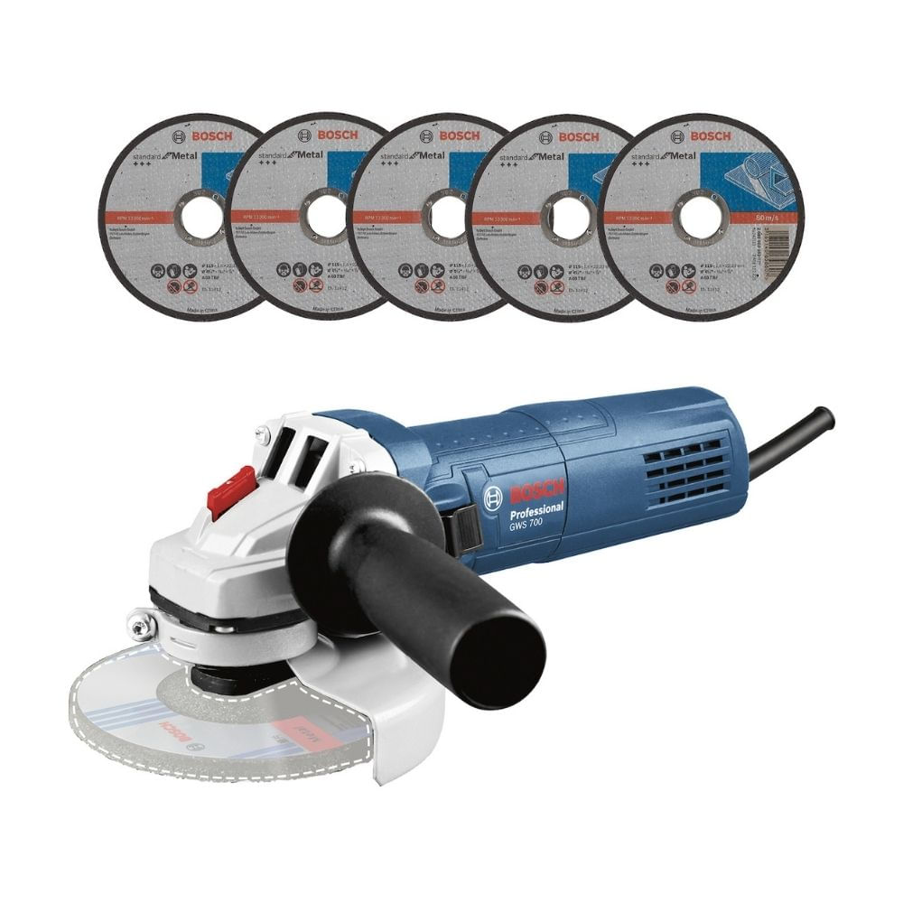 Amoladora angular Bosch GWS 700 -710W + 5 discos