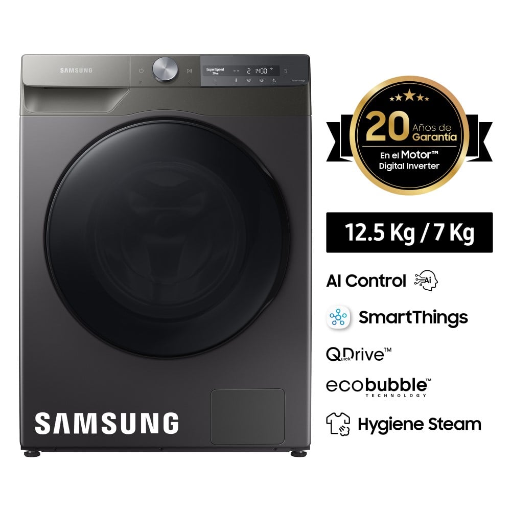 Lavaseca SAMSUNG Carga Frontal 125Kg 7Kg WD12T704DBN