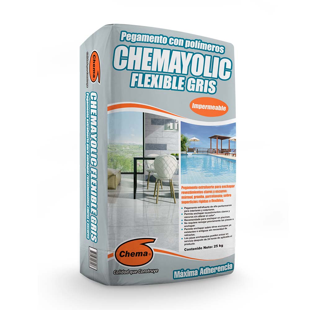 Pegamento Chemayolic flexible gris x25kg