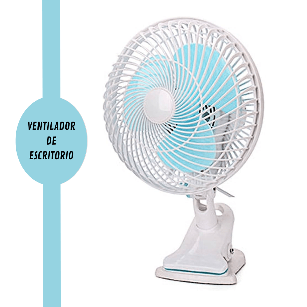 Ventilador Giratorio 2 en 1 Con Clip -Celeste