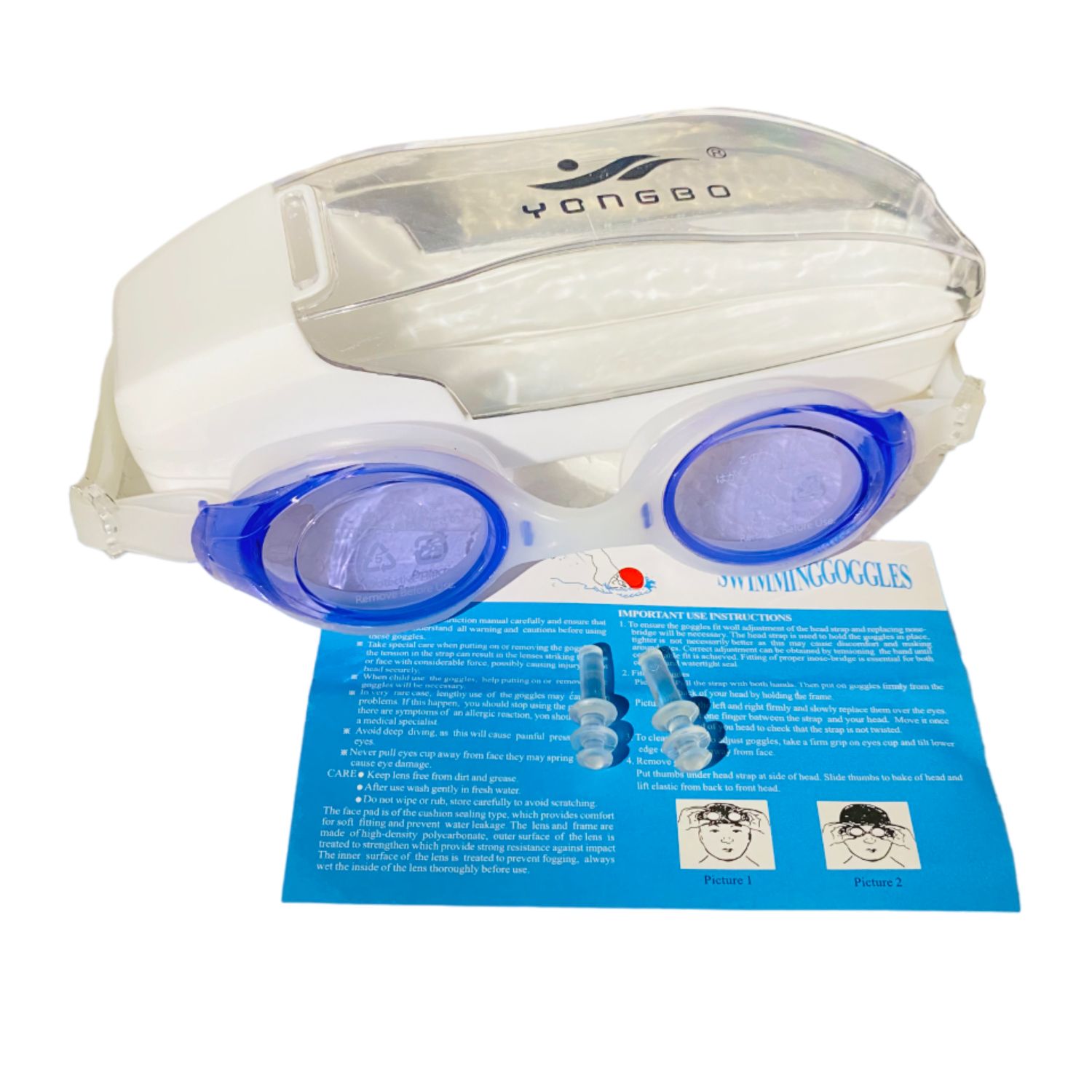 Lentes Natación Niño Tapones y Estuche Generico Azul