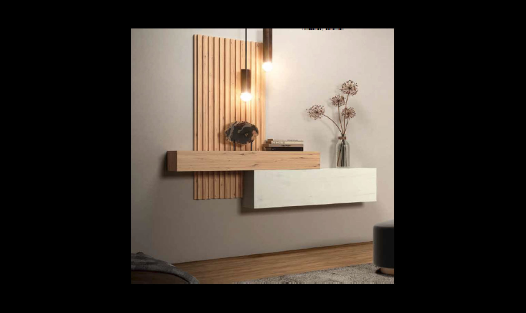 Recibidor Moderno Isaura con Panel color Blanco/Duna 1 puerta TU MESITA