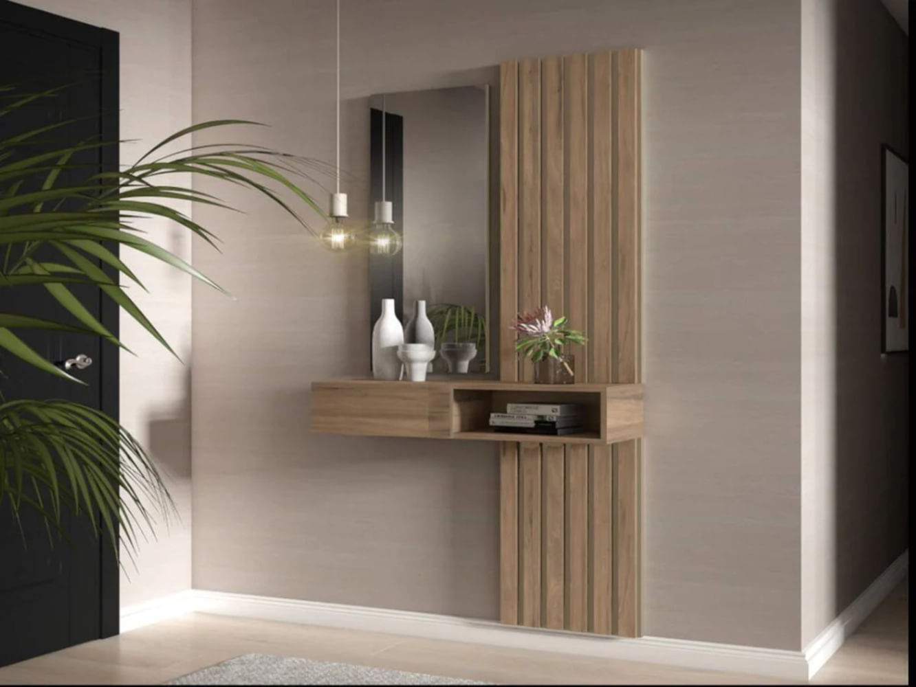 Consola Recibidor Lexus con Espejo y Paneles color Marrón TU MESITA