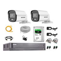 Cámaras Seguridad Exterior Kit 2 Hikvision 5mp Disco 1tb Colorvu Vision Nocturna a Color