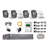 Cámaras Seguridad Exterior Kit 4 Hikvision 5mp Disco 1tb Colorvu Vision Nocturna a Color