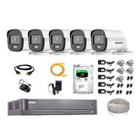 Cámaras Seguridad Exterior Kit 5 Hikvision 5mp Disco 1tb Colorvu Vision Nocturna a Color