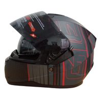 Casco de Moto Dextrux Certificado Doble Visor en Negro con Rojo