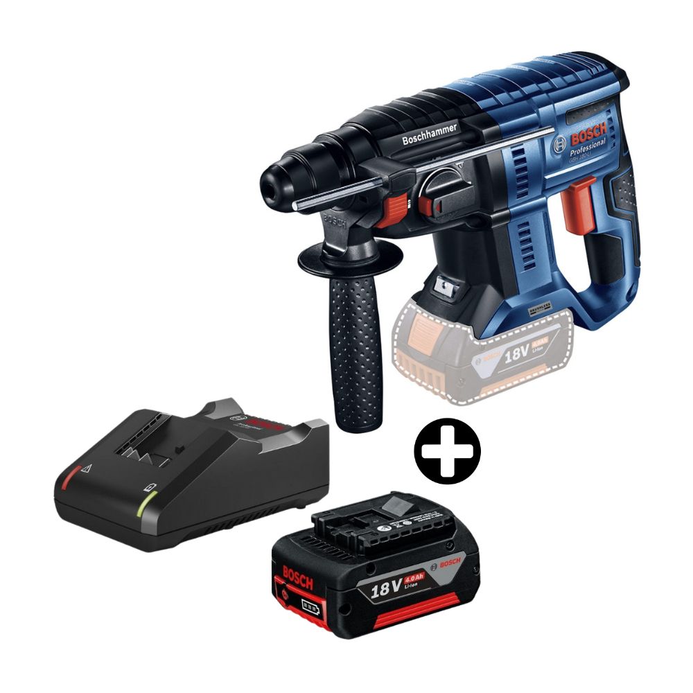 COMBO Rotomartillo GBH 18V 180-LI Bosch + Batería Gba 18V 4.0 Ah y cargador Gal 18V-40 Bosch