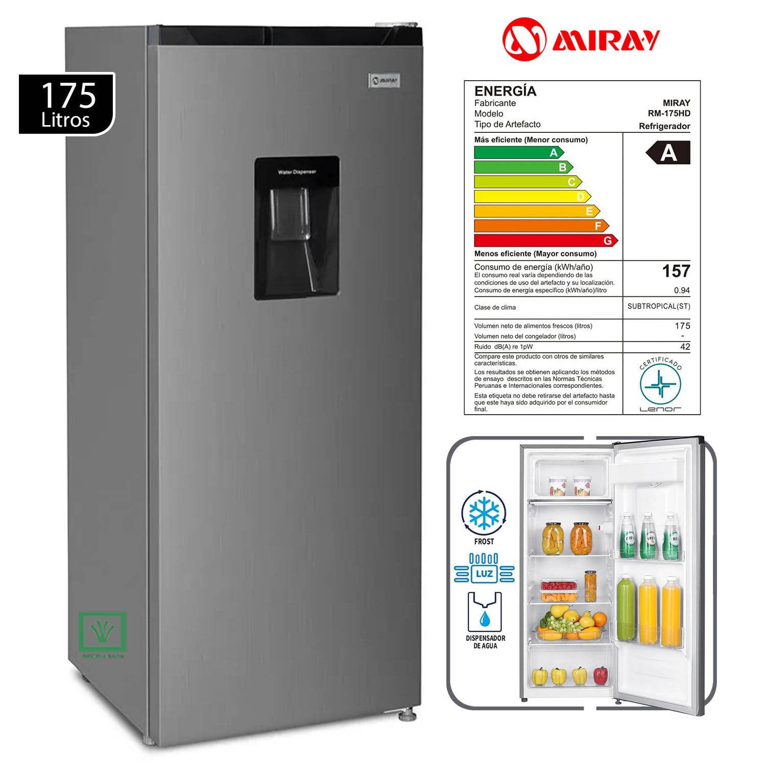 Refrigeradora Miray RM-175HD Frost 175L Acero Inoxidable
