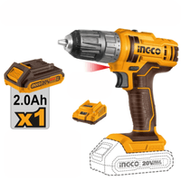 Taladro Atornillador Inalámbrico Ingco 20V 2.0AH + Batería + Cargador CDLI200518