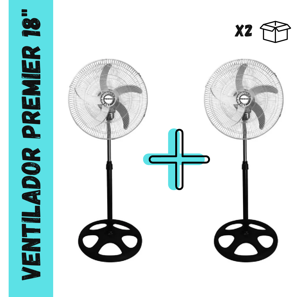 Ventilador Premier De 5 Aspas Plateado 160 w x 2 Unidades -AB-18PR-5B