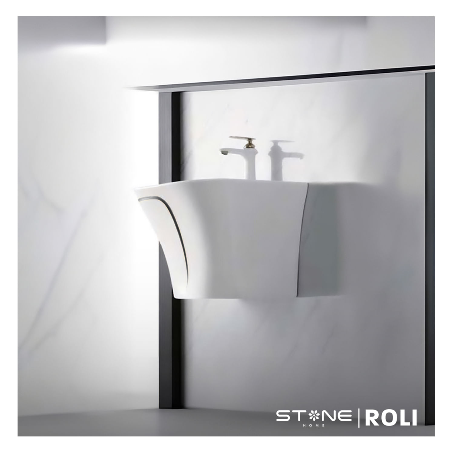 Lavatorio Semi-Standing ROLI Blanco C/ Negro Stone