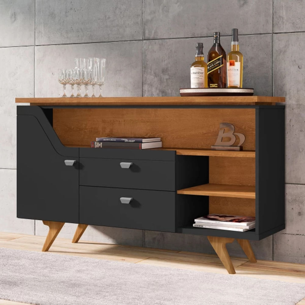 Aparador Minimalista Lyon color Marrón/Negro TU MESITA