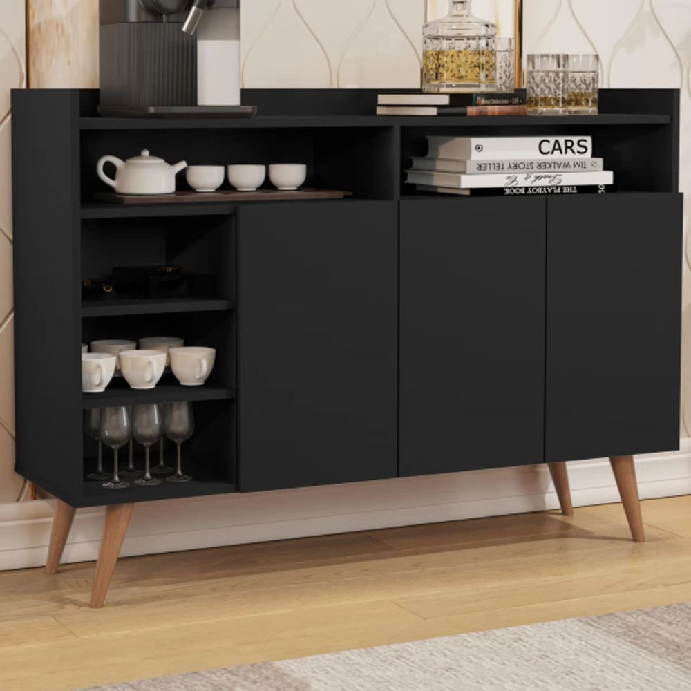Aparador Vajillero Celta 3 puertas color Negro TU MESITA