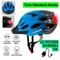 Casco para Bicicleta con Luz Recargable USB Ciclismo Color Azul