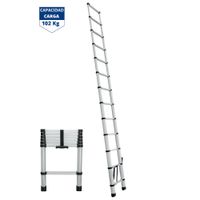 Escalera telescópica13 peldaños extensión retráctil capacidad 102kg