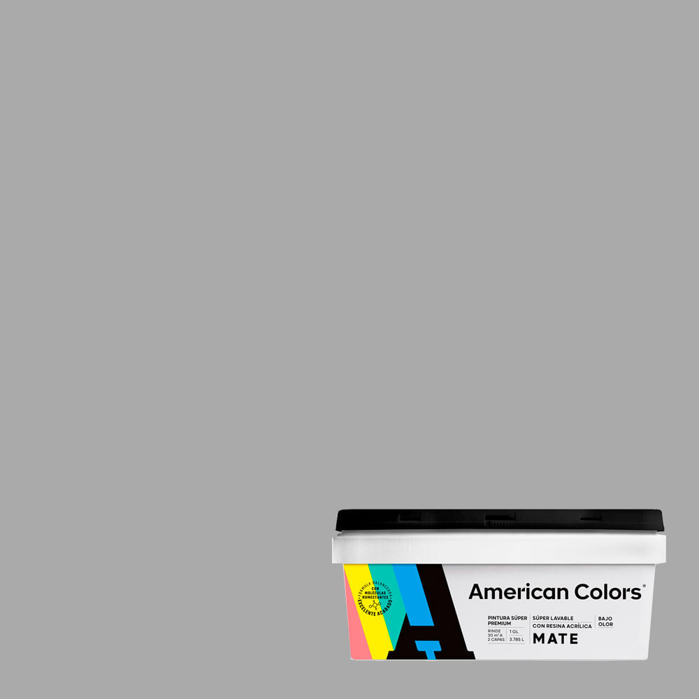 Pintura Latex American Colors Mate Gris Plata 1 galón