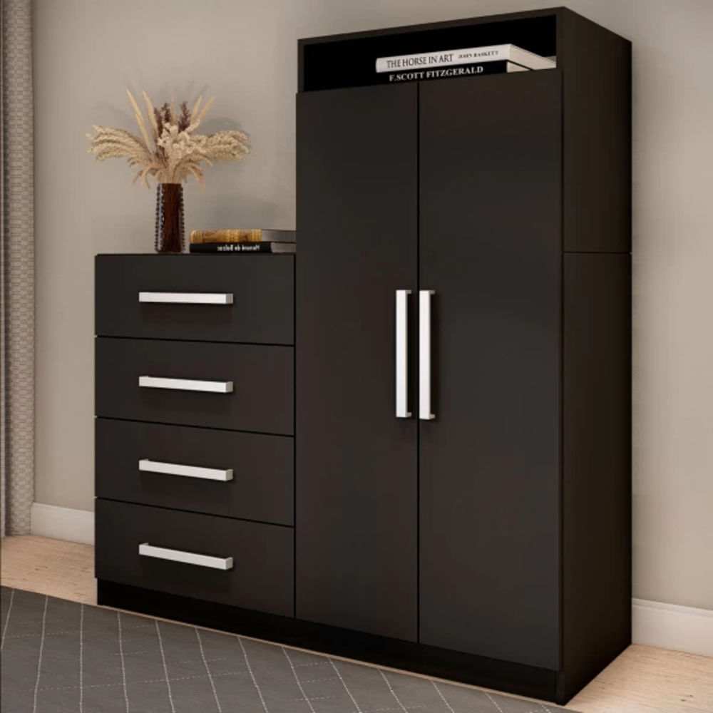 Cómoda con Armario Cinamon color Negro TU MESITA 4 cajones 2 puertas