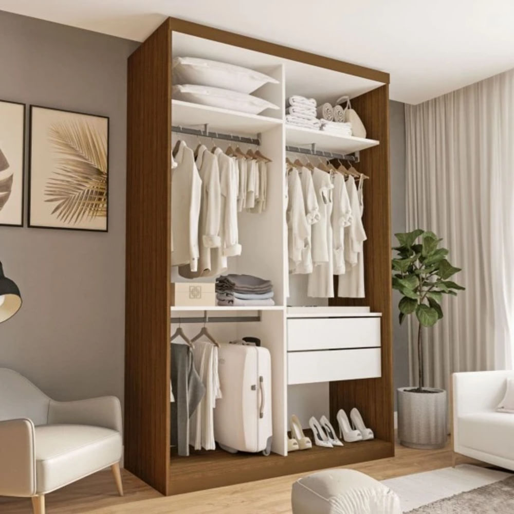 Armario Vestidor Minerva color Marrón/Blanco 2 cajones TU MESITA