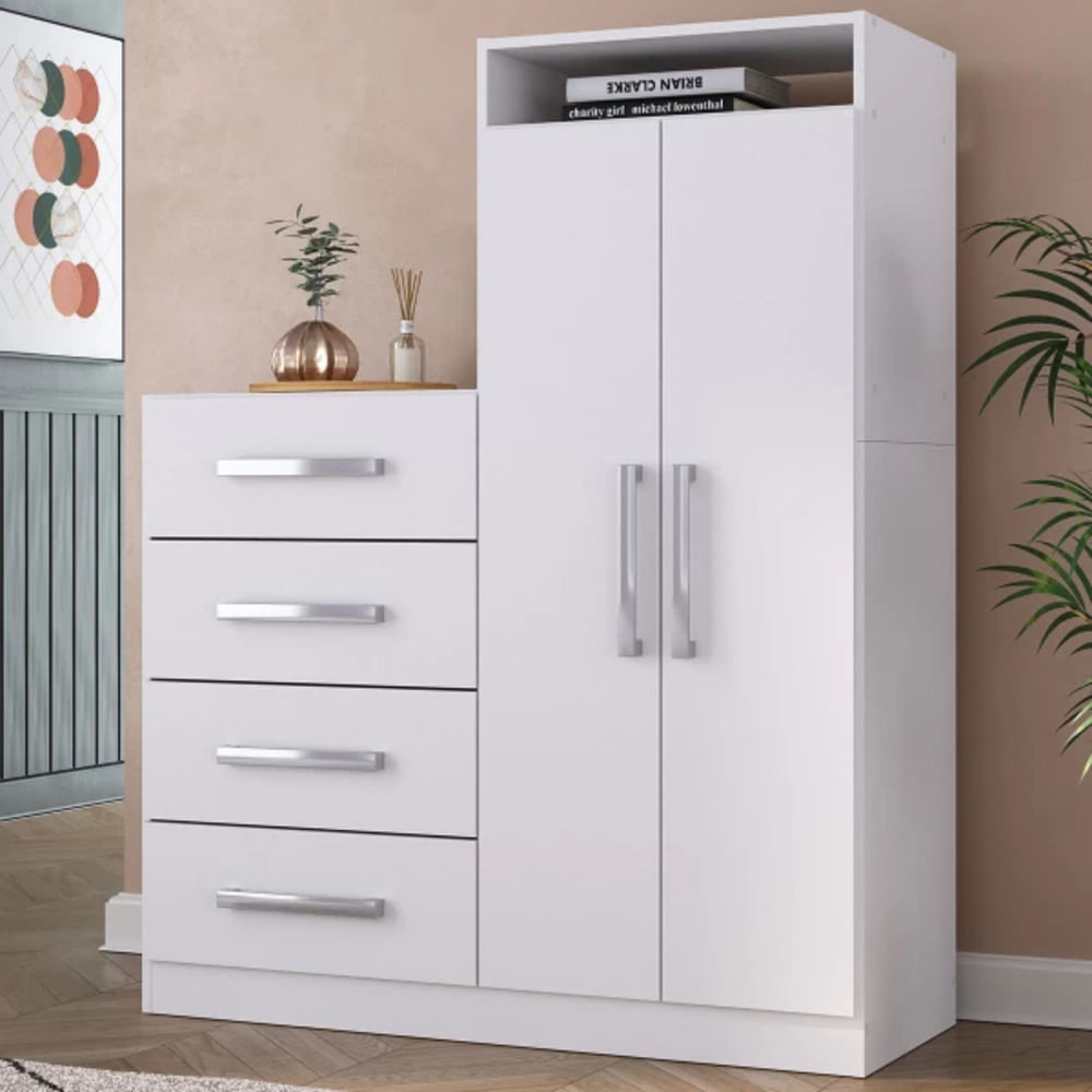 Cómoda con Armario Cinamon color Blanco TU MESITA 4 cajones 2 puertas